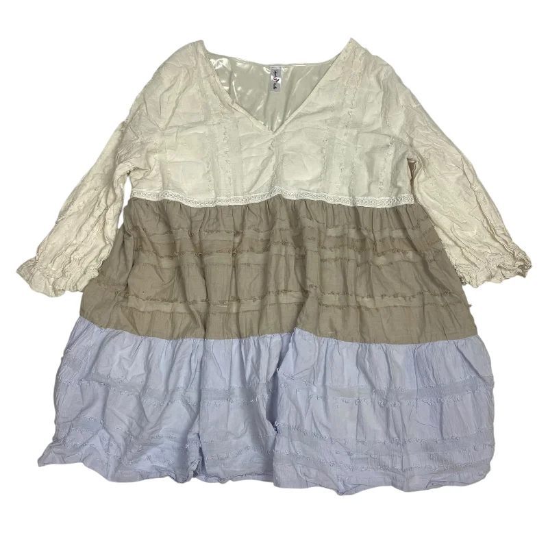 Dress Casual Short By Perfectly Priscilla In Blue & Cream, Size: 2x