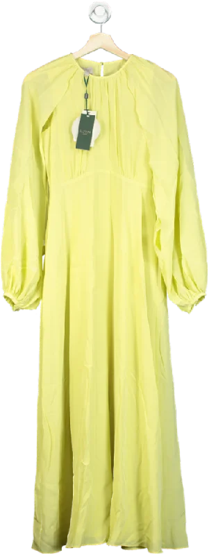 Hobbs Pastel Yellow Acacia Silk Dress UK 6