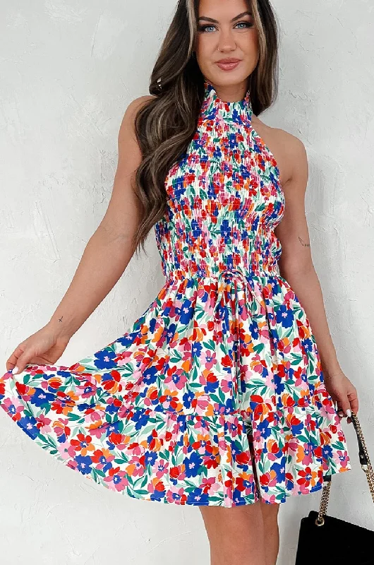 Beautiful Soul Halter Floral Mini Dress (Multi)