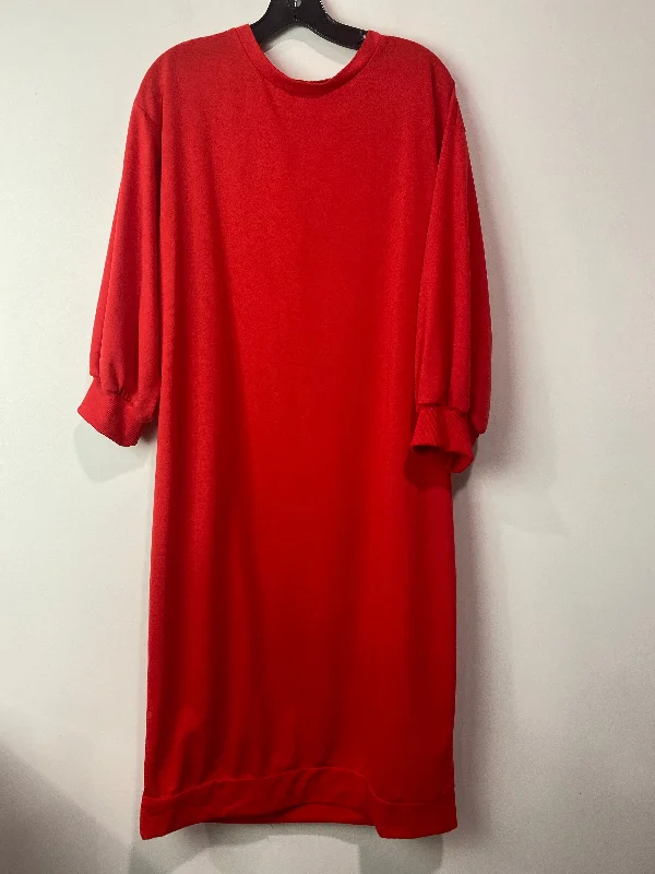 Dress Casual Midi By Cmf In Red, Size: Xxl