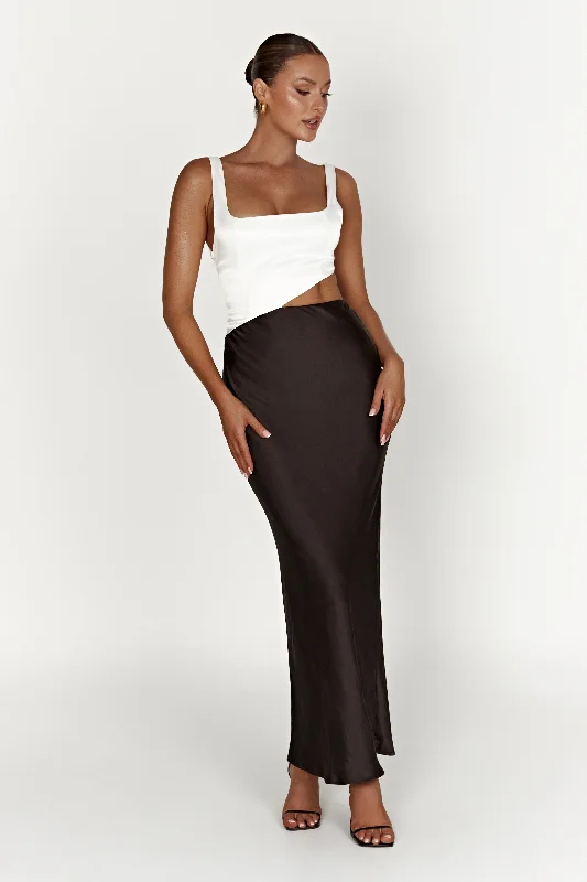 Gianna Two Tone Slashed Maxi Dress - Black