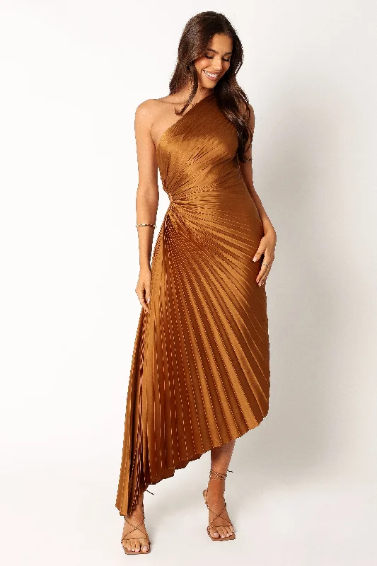 Kleo One Shoulder Maxi Dress - Golden Ochre