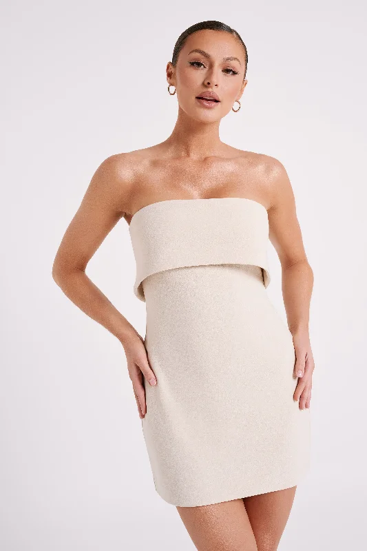 Mariska Strapless Crepe Mini Dress - Cream