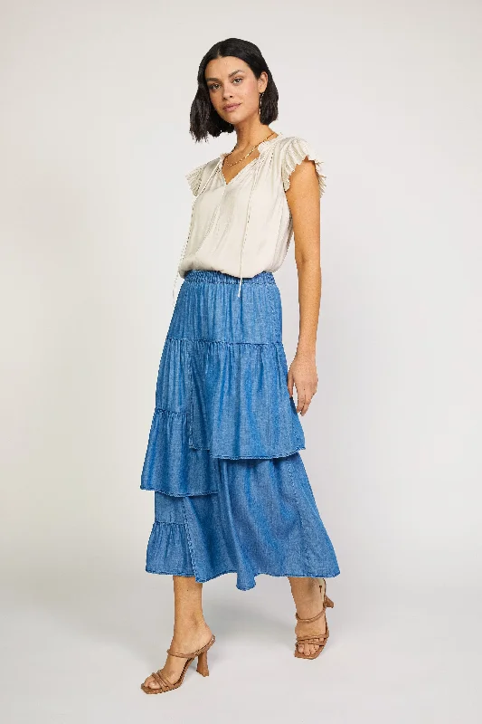 Asymmetrical Tiered Midi Skirt