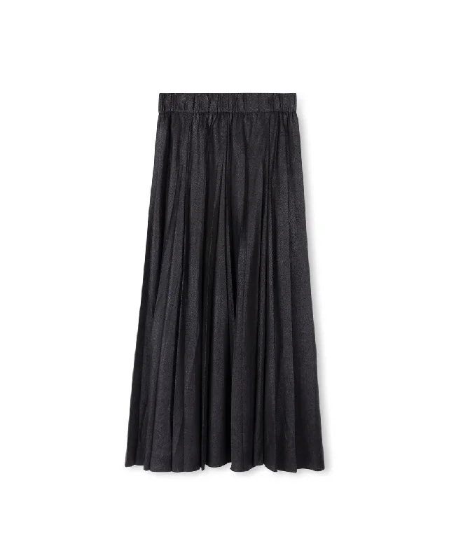 Fillmore Leather Suede Pleat Maxi Skirt