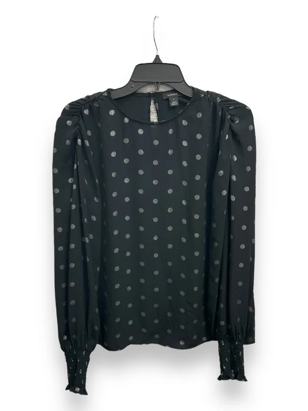 Blouse Long Sleeve By Halogen In Polkadot Pattern, Size: M