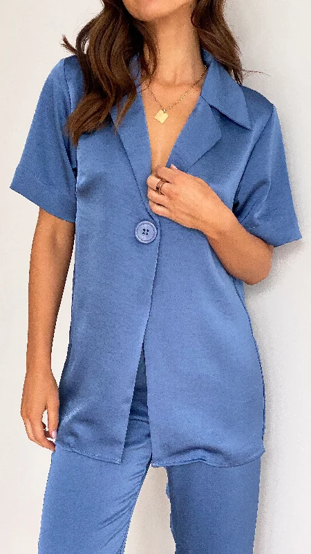 Imogen Button Shirt - Steel Blue