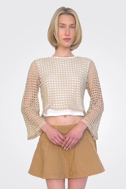 Knit Bell Sleeve Top - Oatmeal