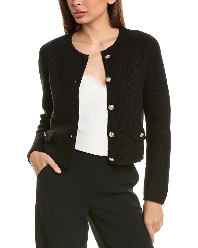 Bruno Magli Cropped Crewneck Wool Jacket