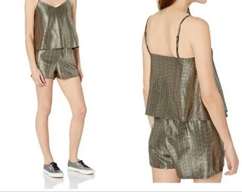 Foil Romper In Gold