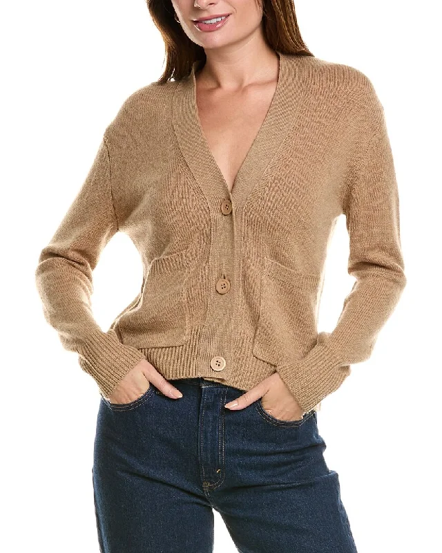 Forte Cashmere Pocket V-Neck Wool & Cashmere-Blend Cardigan