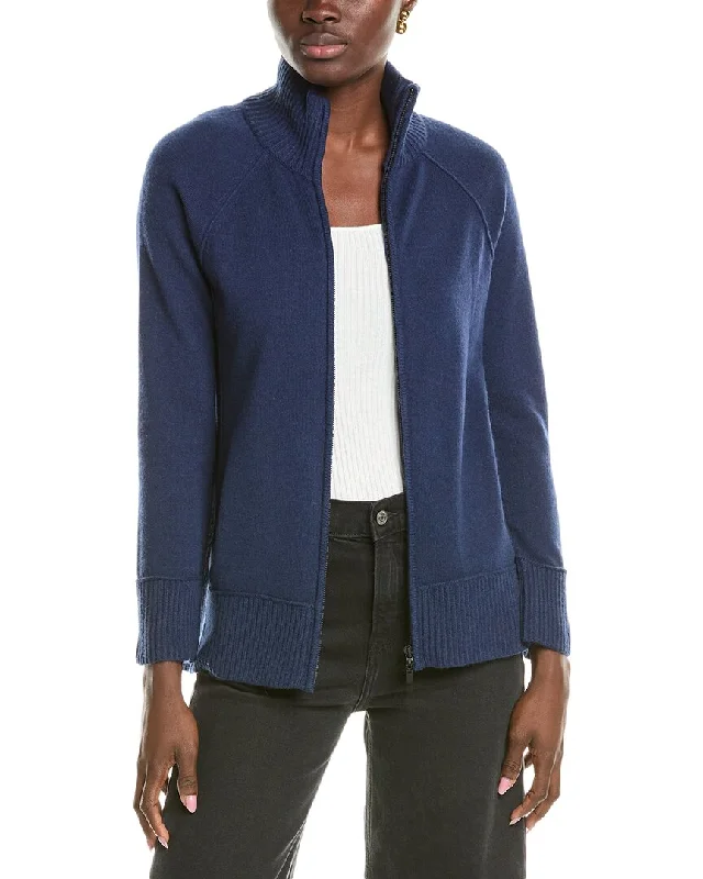 Forte Cashmere Zip Mock Cashmere Cardigan