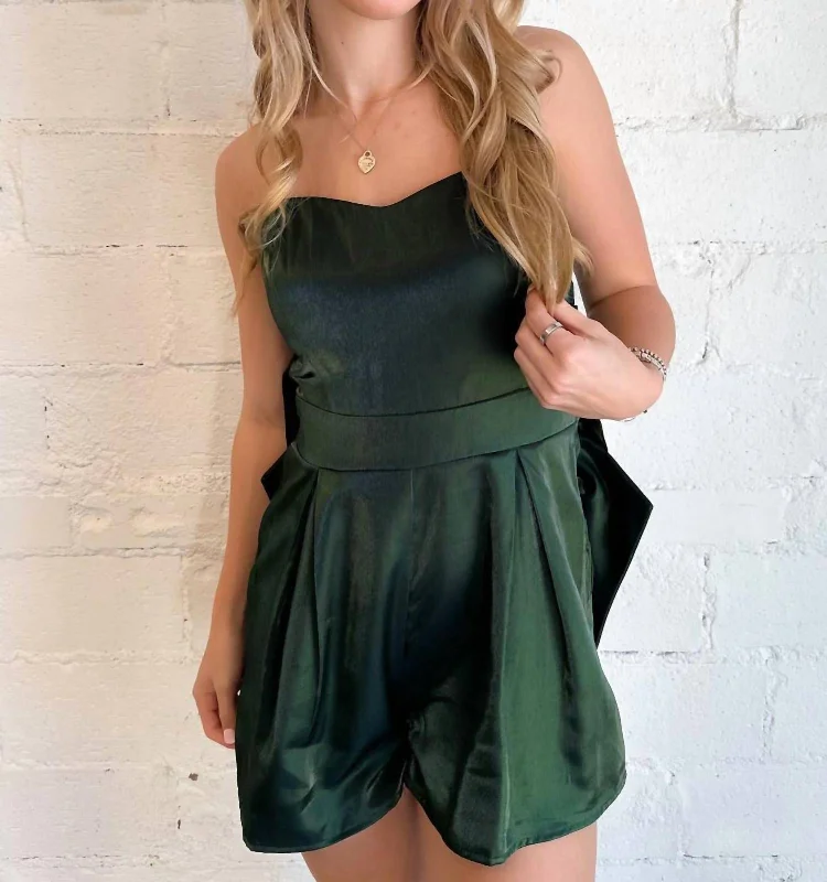 Holiday Gift Romper In Green