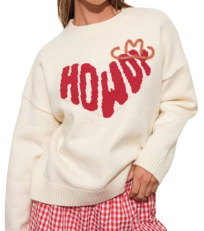 Howdy Heart Sweater In Cream