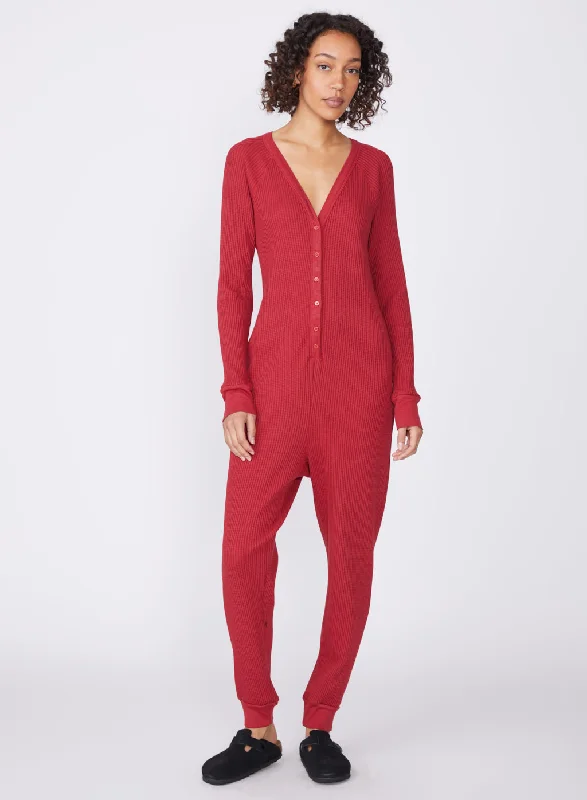 Luxe Thermal Onesie in Brick