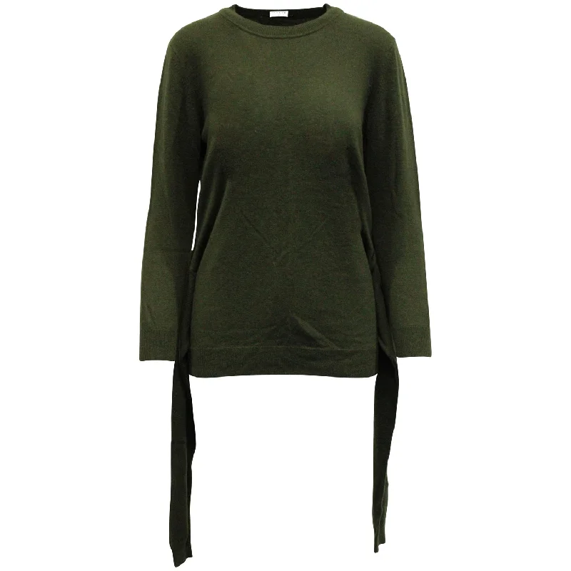 Sandro Paris Waist Tie Sweater in Army Green Wool