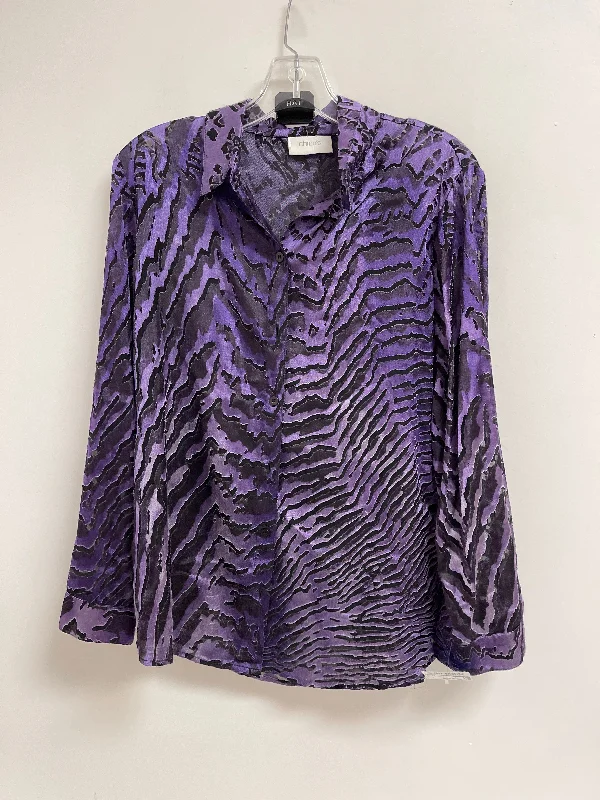 Top Long Sleeve By Chicos In Black & Purple, Size: M