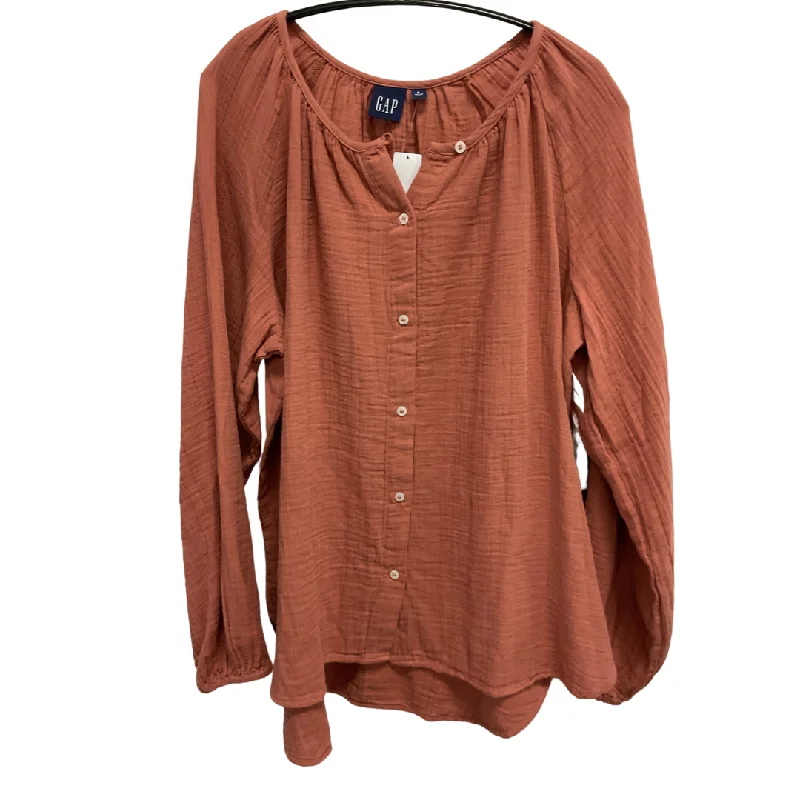 Top Long Sleeve By Gap In Brown, Size: L