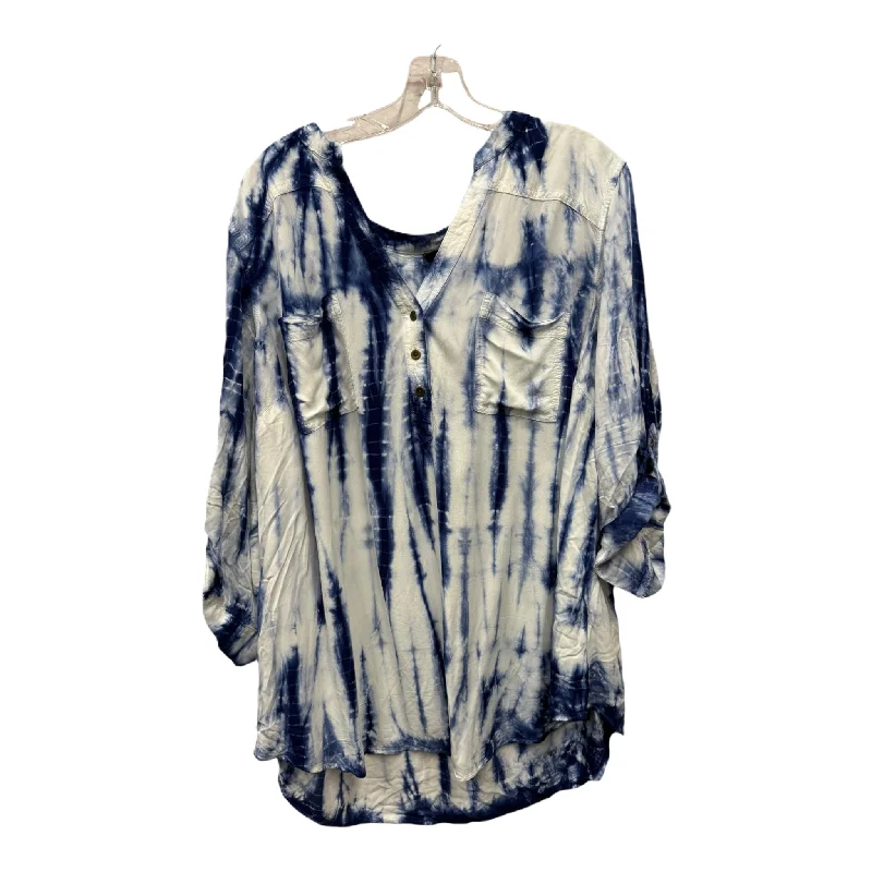 Top Long Sleeve By Torrid In Blue & White, Size: 3x