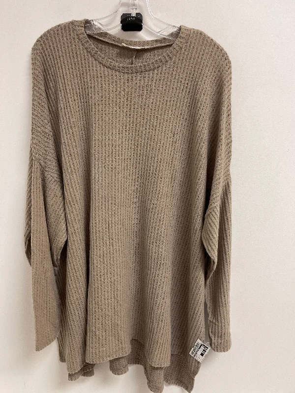 Top Long Sleeve By Zenana Outfitters In Brown, Size: 3x