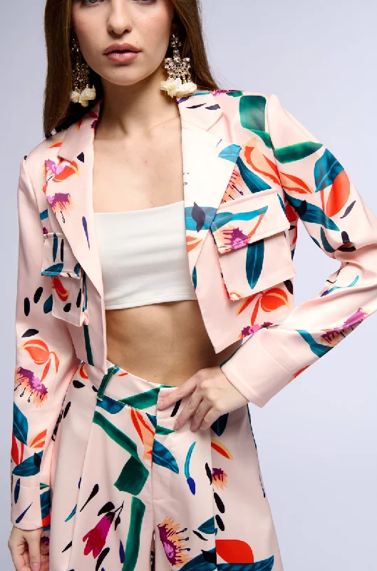 CANDY RAIN SATIN CROP UTILITY BLAZER