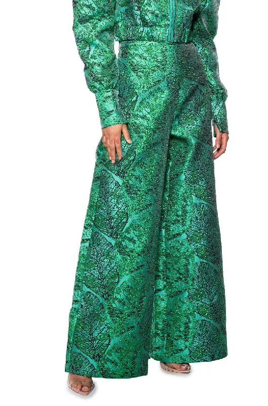 GREEN BROCADE TROUSER PANT