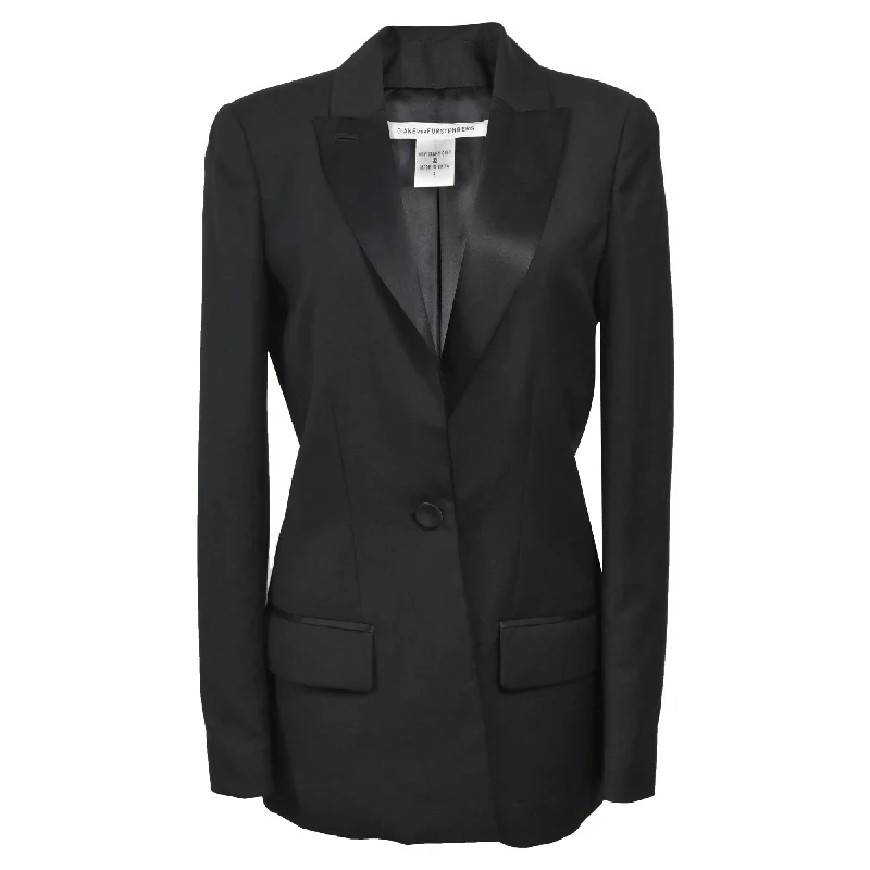 Diane von Furstenberg Single-Breasted Blazer in Black Wool