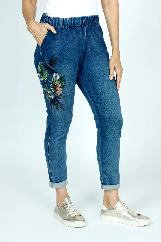 Organic Rags Embroidered Ankle Jean