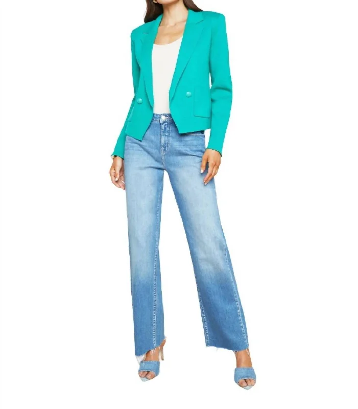 Sofia Knit Blazer In Bright Seafoam