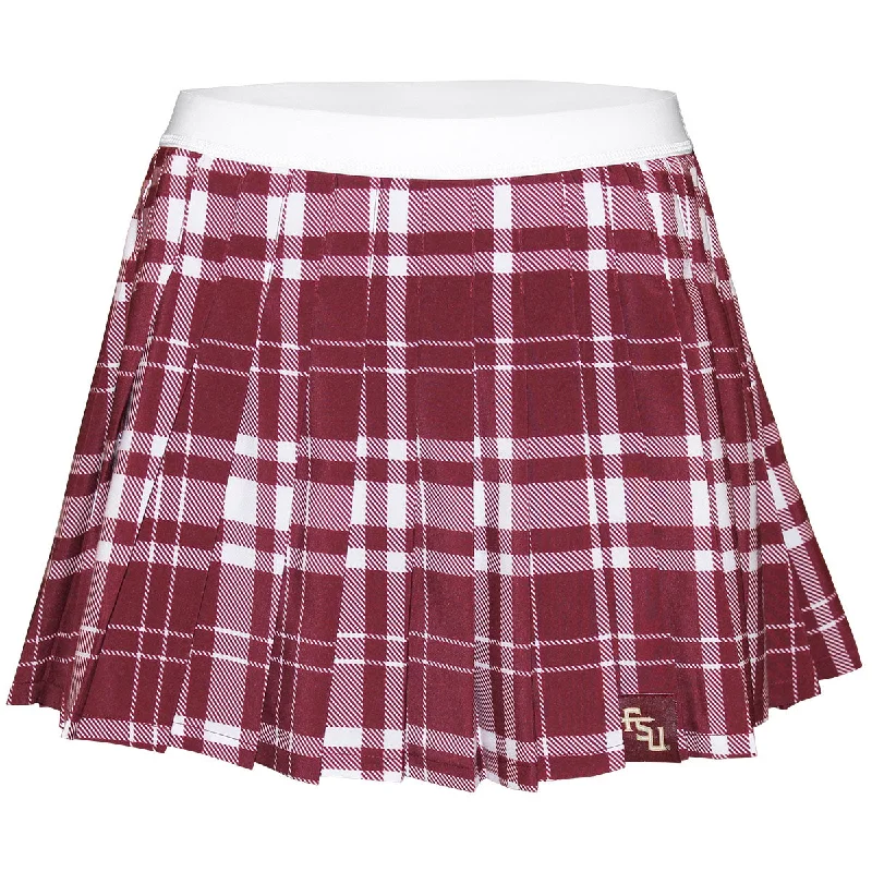 ZooZatz Women's Stacked FSU Woven Label Plaid Pleated Skort - Garnet/White