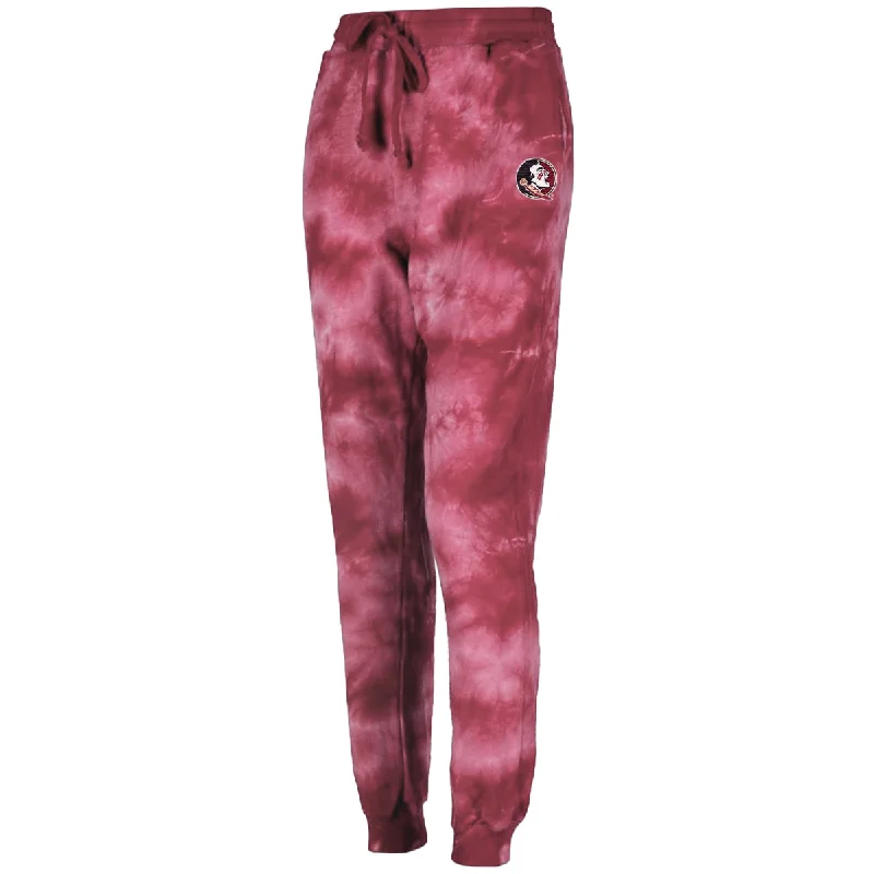 ZooZatz Women's Seminole Logo Tie-Dye Cloud Jogger - Garnet/White