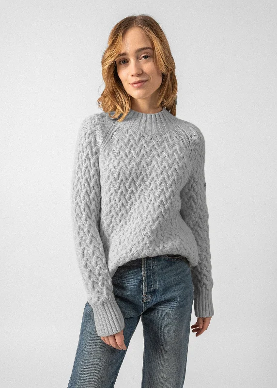 CARDIFF - Mock Neck Sweater with Raglan Sleeves | Wool Blend (LIGHT GRAY)